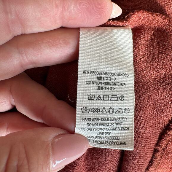 Free People Emma's Henley Tie Front Cozy Terry Cloth Long Sleeve Top Size Large - Picture 8 of 9